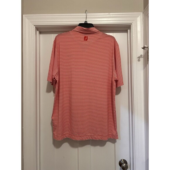 FootJoy FJ Mens Golf Red White Striped Short Sleeve Performance Polo Size XL - Picture 6 of 6